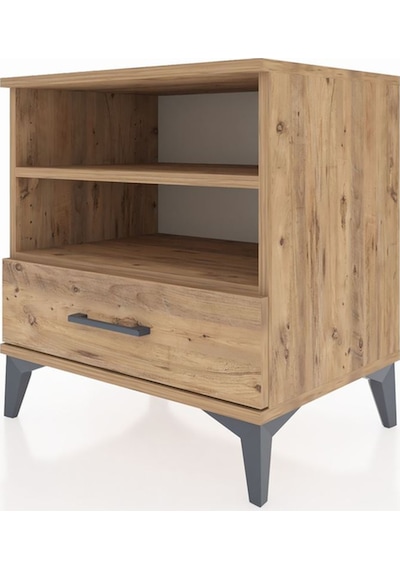 Hyperion Komodin 2 Raflı Tek Çekmeceli 60x44x64 Çam-çam Atlas Çam
