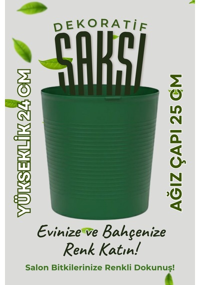 Büyük Boy Saksı . Yeşil 9.5 Litre Dekoratif Bitki Saksısı İç-dış Mekan Bitkileri Saksısı