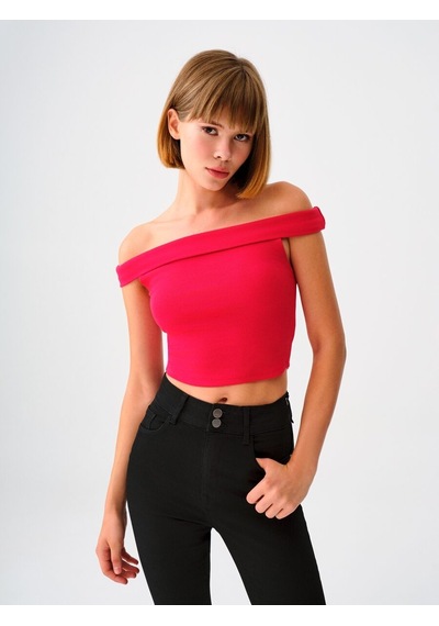 LOFT Crop Kadın Tshirt K.kol Kırmızı