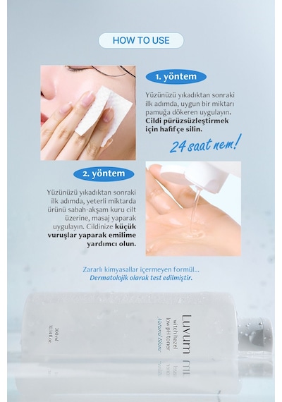 Luvum Gözenek Görünümünü Azaltan Nemlendirici pH 5.5 Tonik Luvum Witch Hazel Hyaluronic pH Toner 300ml