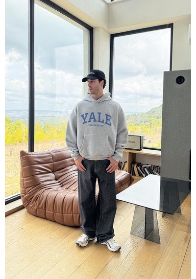 Flaw Yale Baskılı Hoodie Gri Gri