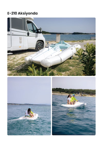 E-210 Katlanabilir Elektrikli Şişme Bot / Su Aracı - Çift Kişilik, Karavan Uyumlu