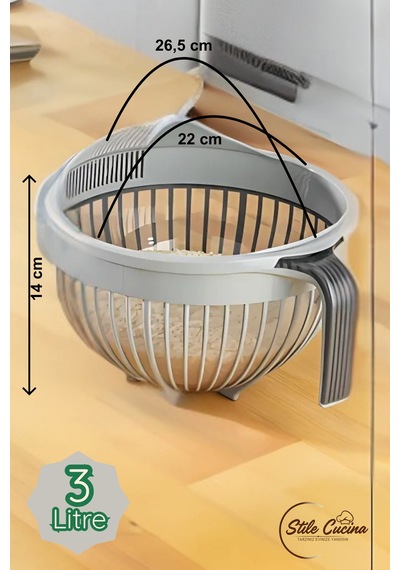 Linea Pirinç Süzgeci 3 Litre Gri Gri