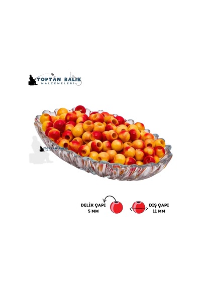 Sarı-kırmızı Sazan Balık Boncuğu 11 Mm İç Çap: 5 Mm - 500 Gr P