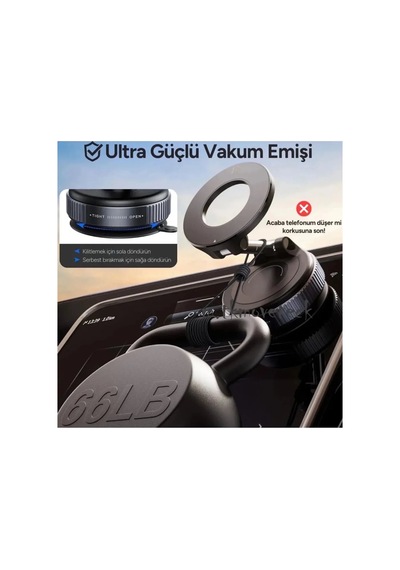 Magicool 360 Dönebilen Ayarlanabilir Araç Içi Tutucu Kullanılabilen Vakumlu Magsafe Telefon Tutucu