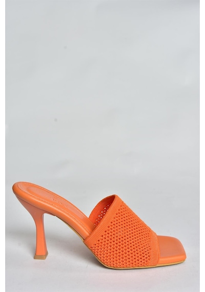 Fox Shoes Turuncu Triko Kumaş Topuklu Kadın Terlik P590033357