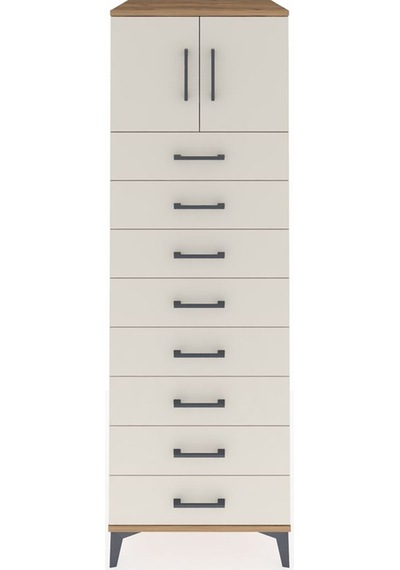 Kronos Dolap Tek Raflı 8 Çekmeceli 2 Kapaklı 60x59x182 Çam-ay... Çam