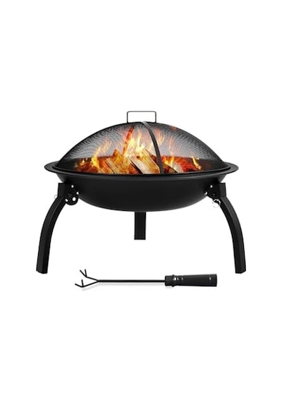 Metal 4 Parça İthal Katlanabilir Ve Taşınabilir Ateş Çukuru-mangal Şömine Bahçe Isıtma Kamp 54 Cm
