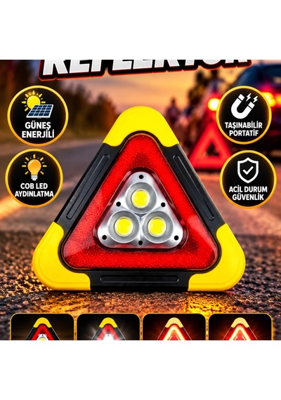 Güneş Enerjili Cob Led Reflektör Taşınabilir Portatif Acil Güvenlik Ve Uyarı Lambası
