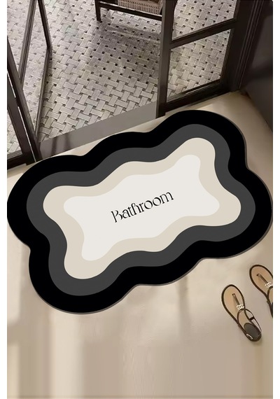 Blonber Tekli Banyo Paspası 60x100cm , Kaymaz Tabanlı Yıkanabilir Siyah