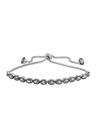 Gümüş Oval Kesim Elmas Montür Asansör Bileklik Gümüş - Rose Gold