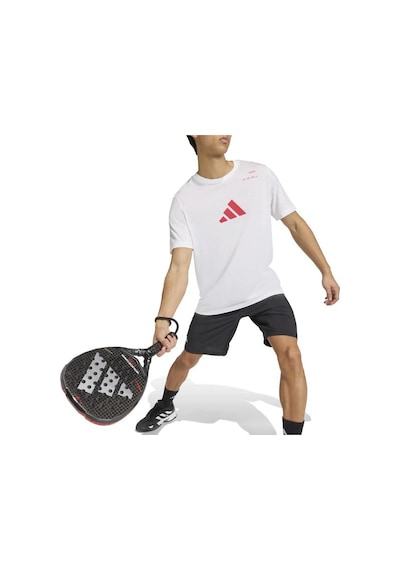 Adidas Padel Cat Erkek Beyaz Yuvarlak Yaka Tişört Beyaz
