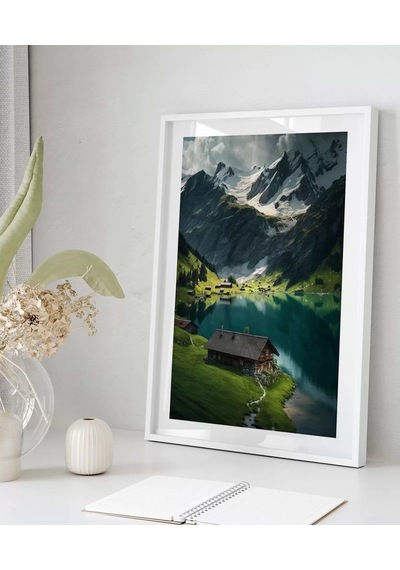 Çerçevesiz Poster Beyaz Zirveler Ve Yeşil Vadi
