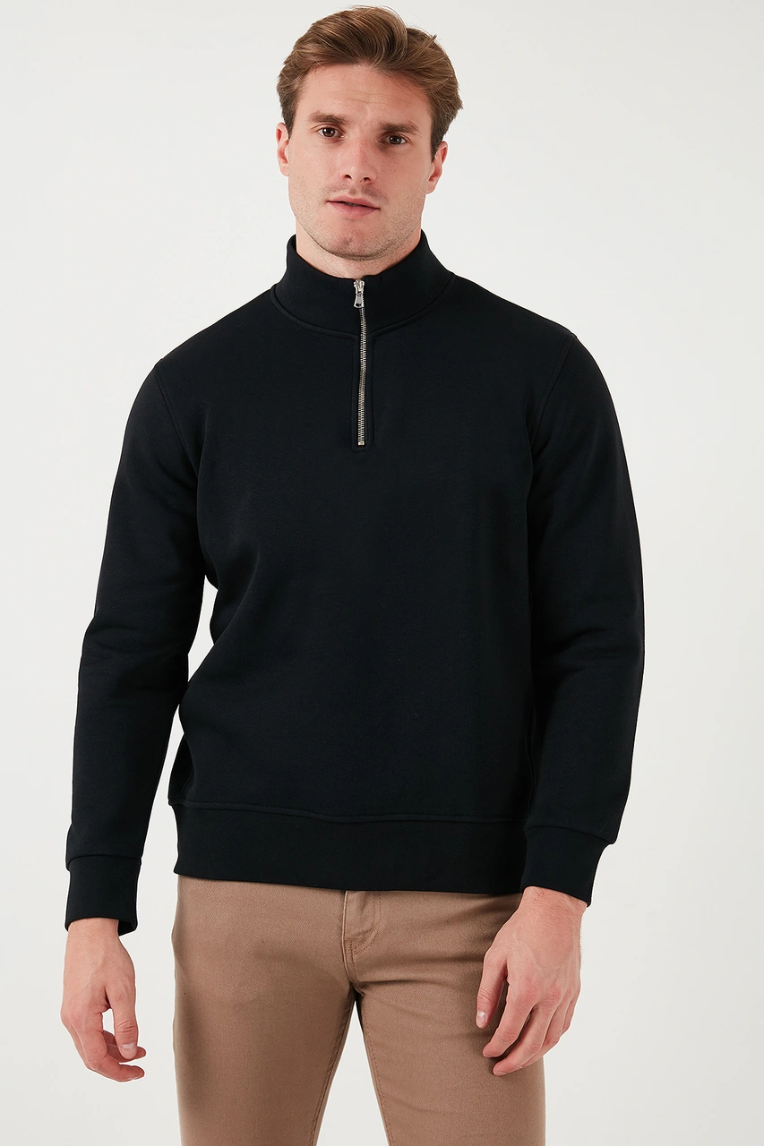 Buratti Pamuklu Regular Fit Dik Yaka 2'Li Paket Erkek Sweat 59052592S2 Ekru-Siyah