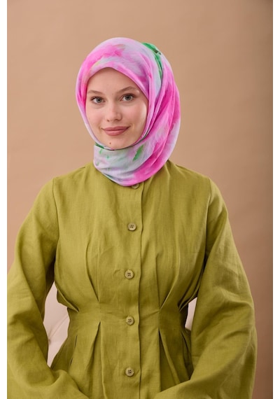 Silk Home Olinda İpek Eşarp 47004-25 Gümüş, Pembe, Yeşil, Koyu Yeşil