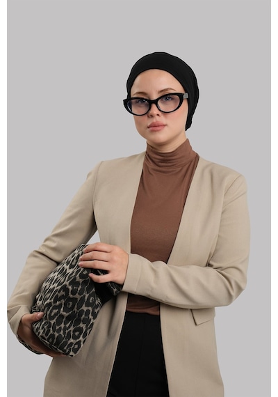 Hürrem Bone Siyah Versa Kuyruklu Pratik Tesettür Bone Sandy Büzgülü 2515 01