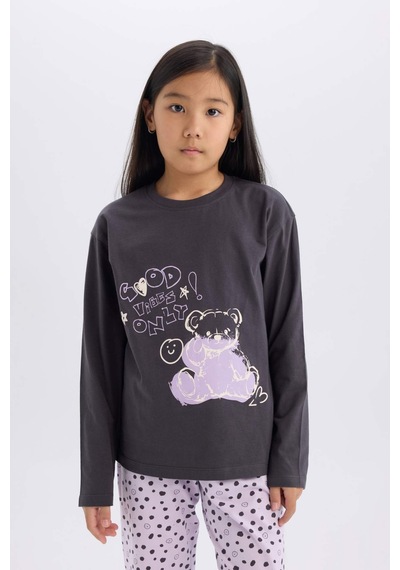 DeFacto Kız Çocuk Pijama Takımı Baskılı Uzun Kollu Üst Esnek Belli Desenli Uzun Alt E0532A825SPAR126 Antrasit DeFacto Kız Çocuk Pijama Takımı Baskılı Uzun Kollu Üst Esnek Belli Desenli Uzun Alt E0532A825SPAR126 Antrasit