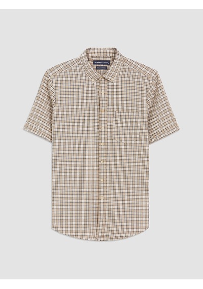 Lcwaıkıkı Classic Bej Regular Fit Ekose Poplin Erkek Gömlek