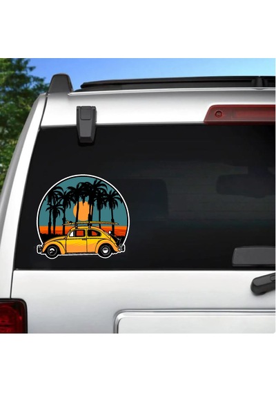 Classic Volkswagen Vosvos Sticker - Araba Oto Motosiklet Karavan Sticker - 00065 30x27 Cm