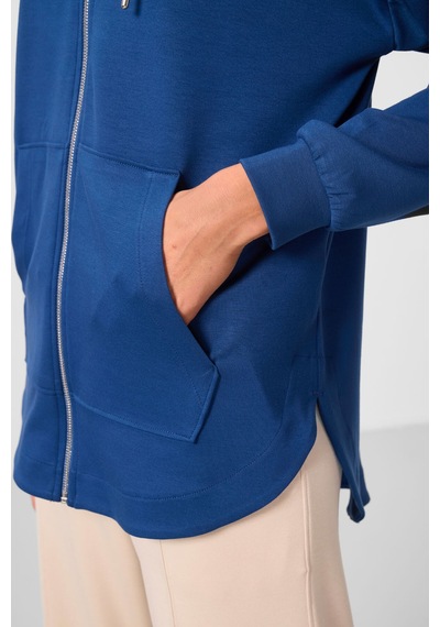 Tommylıfe Parlament Yumuşak Dokulu Kapüşonlu Oversize Kadın Tunik Sweatshirt - 97302 Mavi
