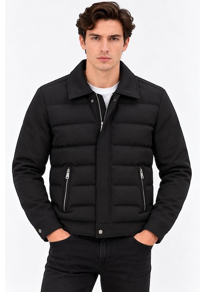 Rayyen Slim Fit Erkek Yakalı Dolum Mont 7815 Siyah