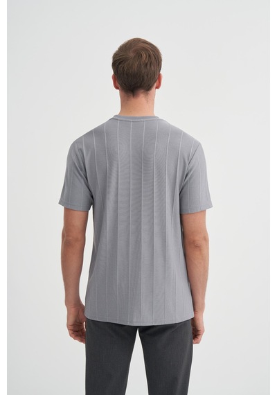 Cazador 42030 Erkek Bisiklet Yaka T-shirt Gri