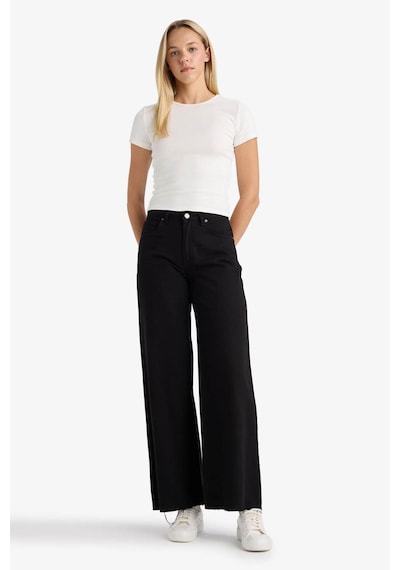 Defacto Wide Leg Normal Bel Standart Boy Gabardin Pantolon E4381ax25aubk81 Siyah