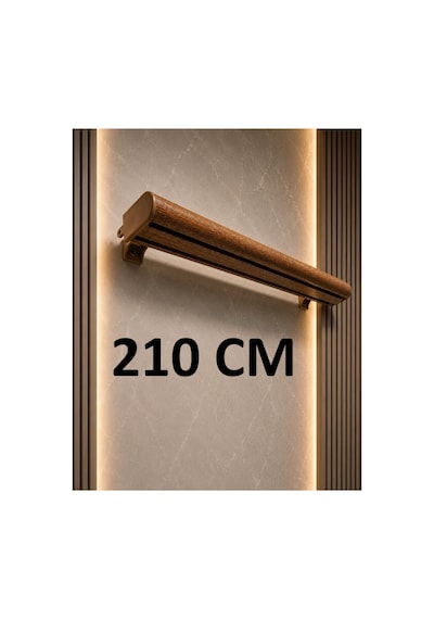 Meşe Dekoratif Ray 2 Kanallı Dekoratif Ahşap Desenli Metal Perde Kornişi Meşedeko210cm - 849479350 Meşedeko210cm