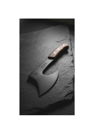 Dayanıklı 4mm Karbon Çelik Kamp Av Baltası - 29cm Ahşap Saplı Açık Sarı - Altın