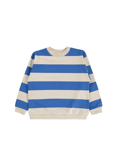 Civil Boys Kalın Çizgili Basic 6-9 Yaş Sweatshirt - Mavi Saks Mavisi