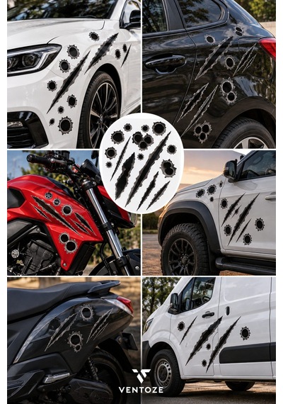 Kurşun İzi & Pençe İzi Sticker Seti 3d Efektli Araç, Motor, Bisiklet Dekor Sticker