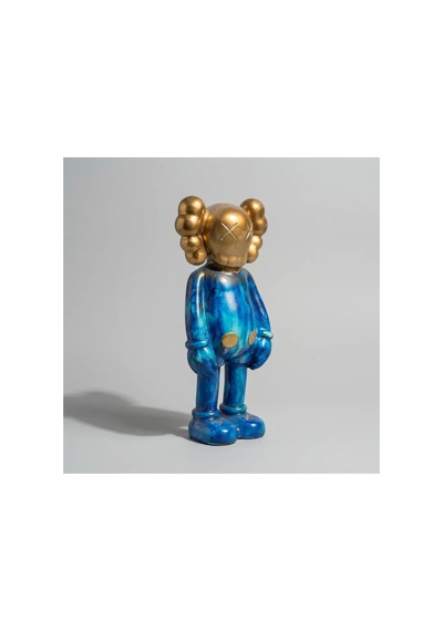 Kaw Tarzı Mavi-gold X Gözlü El Boyaması Dekoratif Figür Heykel 26 Cm