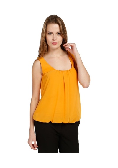 Bulalgiy Kadın Bal Şifon Kolsuz Bluz - Bga027920