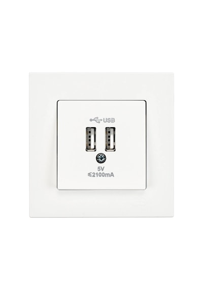 Beyaz 2 Usb Çıkışlı 5v Şarj Prizi İle Modern Elektrik Çözümü