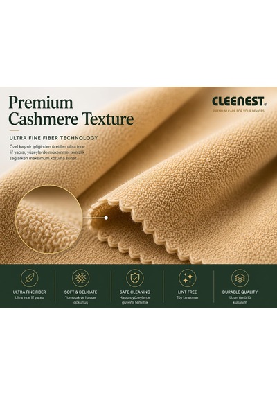 Lexroo Yüksek Kaliteli Kaşmir İpliğinden Üretilmiş Temizleme Bezi, Mikrofiber Malzeme, Ekranlar