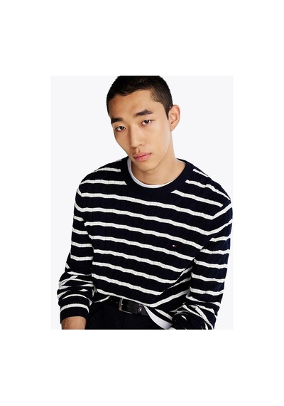Tommy Hilfiger Classıc Cotton Cable Crew Neck Twilight Navy / Multi