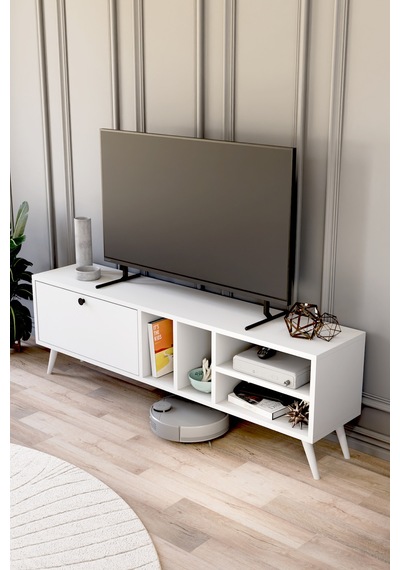 Buka Tv Sehpası, Tv Standı, Televizyon Ünitesi Beyaz