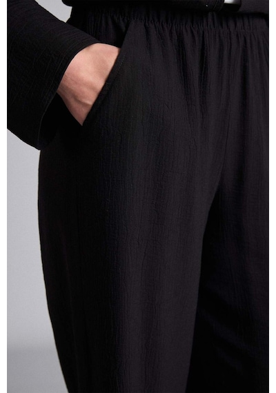 Defacto Wıde Leg Krinkıl Kumaş Siyah Pantolon E7978ax26smbk81 Siyah-bk81