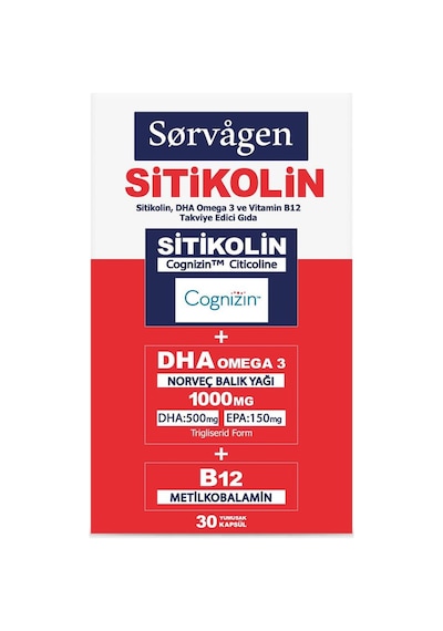 Sorvagen Smart Sitikolin DHA Omega 3 ve B12 Takviye Edici Gıda 30 Kapsül