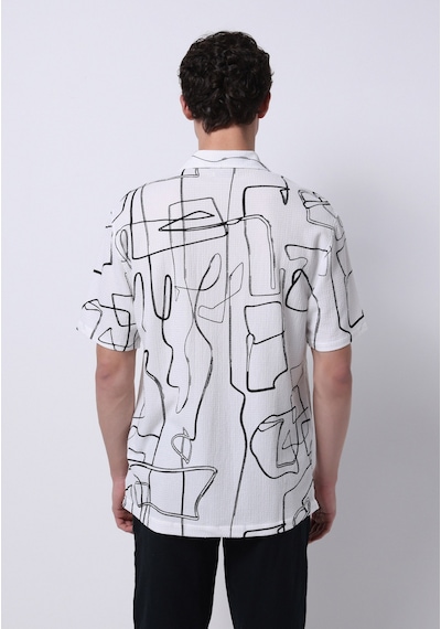 Colin's Colins Regular Fit Shirt Neck Baskılı Erkek Siyah Kısa Kol Gömlek Cl1074225 Q1.v1 Bpt Black Printed