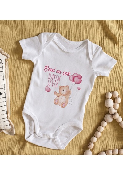 Bk Kids Beni En Çok Dayım Sever Tasarımlı Bebek Body Zıbın - Model 1 0-3 Ay sarı