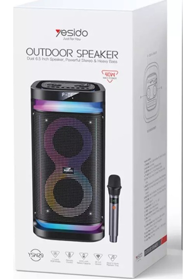 Yesido Ysw29 Bluetooth Rgb Işıklı Kablosuz Taşınabilir Hoparlör 40w Mikrofonlu 4400mah 7 Ren