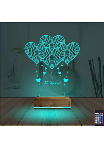 Luvivia Kalp Sevgiliye Hediye Kişiye Özel 3d Lamba - Masa Gece Lambası V7