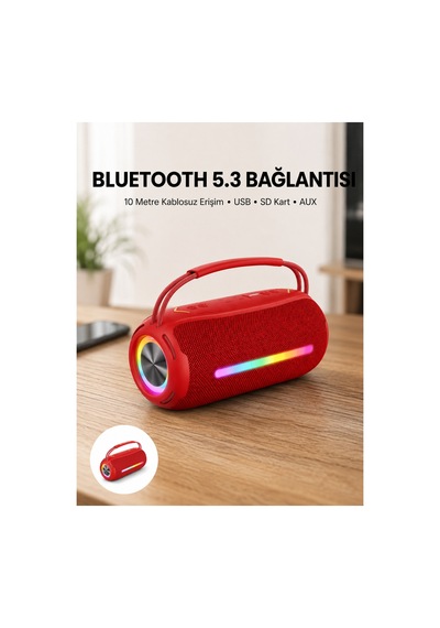 Rgb Işıklı Taşınabilir Hoparlör Çoklu Bağlantı Desteği Tek Renk