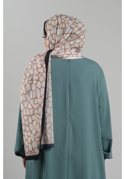 Giverny Taba Desenli Şal Kesik Elyaf Dijital Baskılı Pamuksu Leopar 202116 33 Taba