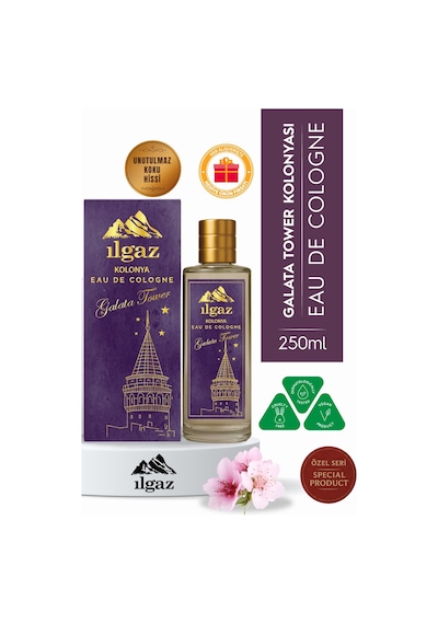 Galata Tower Kolonyası Eau De Cologne Cam Şişe 250 Ml Türkiye Serisi Sakura Ağacı Kokusu