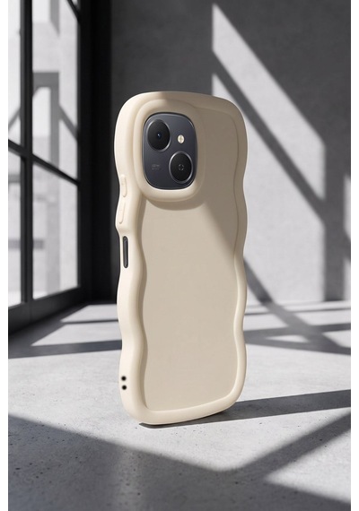 Tecno Spark 40c / Pop 10 Pro Uyumlu Dalgalı Tasarım Kamera Korumalı Mat Silikon Telefon Kılıfı-54219 Beyaz