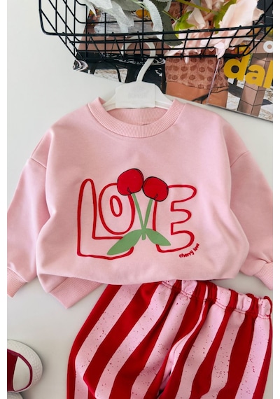 Minigimin Cicileri Love Kiraz Baskılı Kız Bebek 2 Li Takım - Pembe