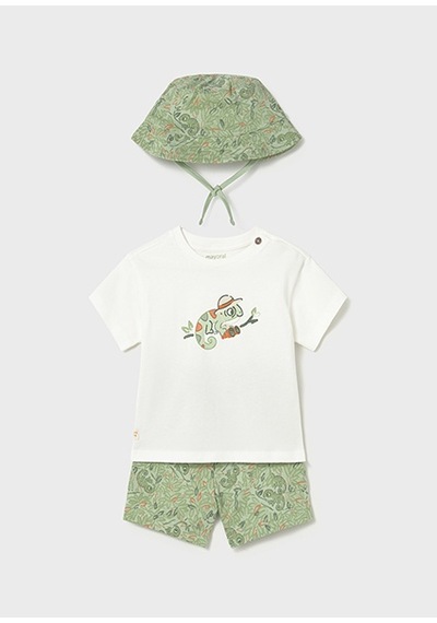 Mayoral Erkek Bebek Şapka T-shirt Şort Takım Yeşil - 01667 Yeşil