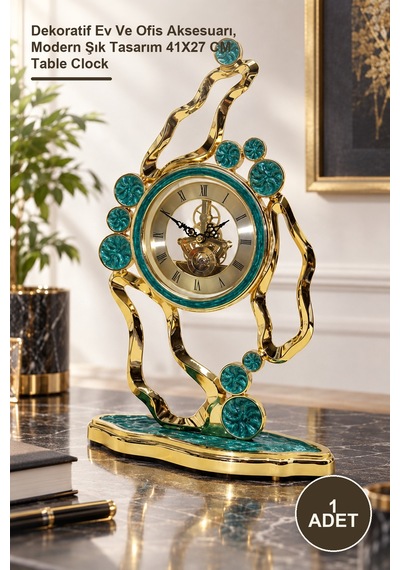 1 Adet Özel Tasarım Masa Üstü Saat Dekoratif Ev Ve Ofis Aksesuarı, Modern Şık Tasarım 41x27 Cm Table Clock Diğer